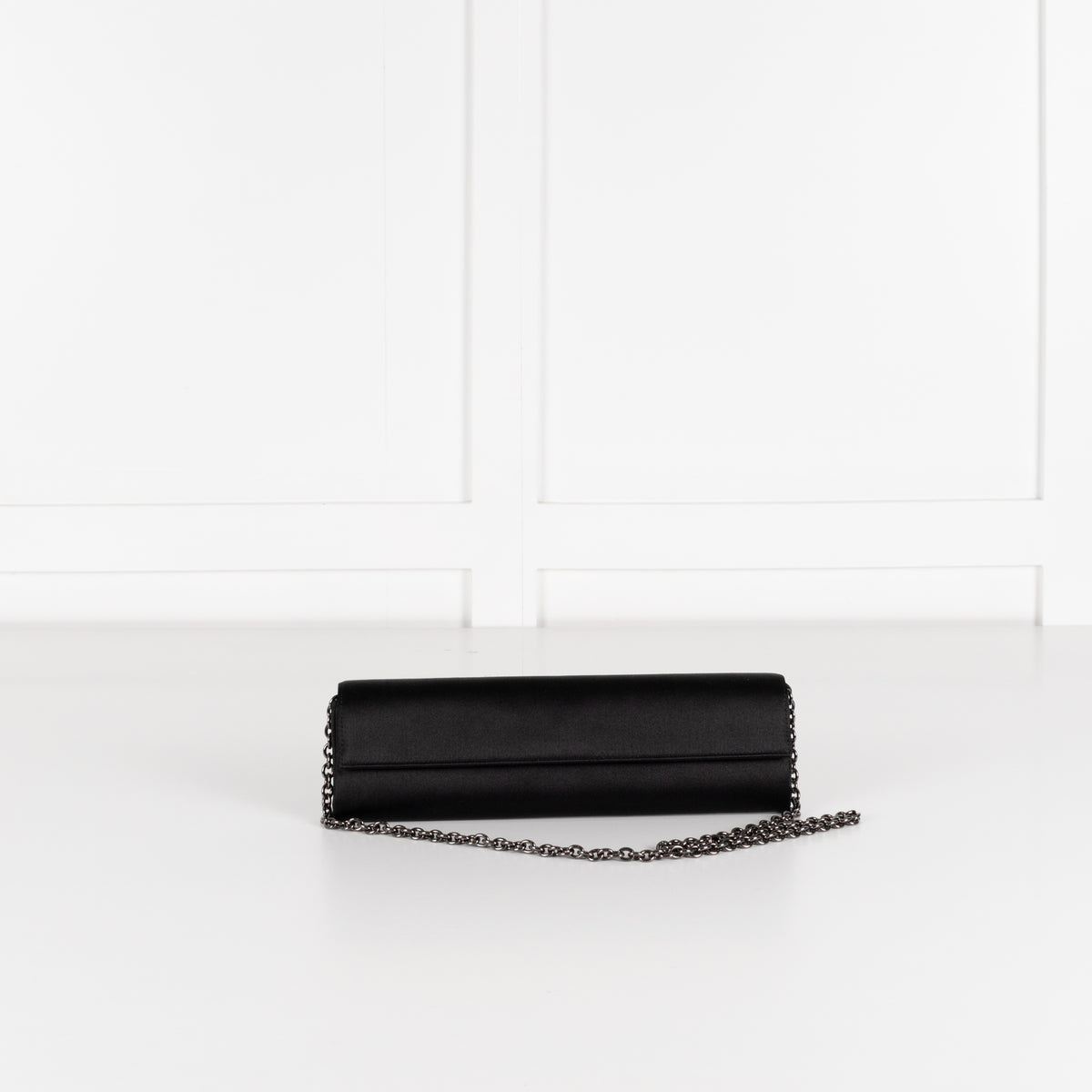 Talbot Runhof x Rodo Black Satin Flap Narrow Evening Bag