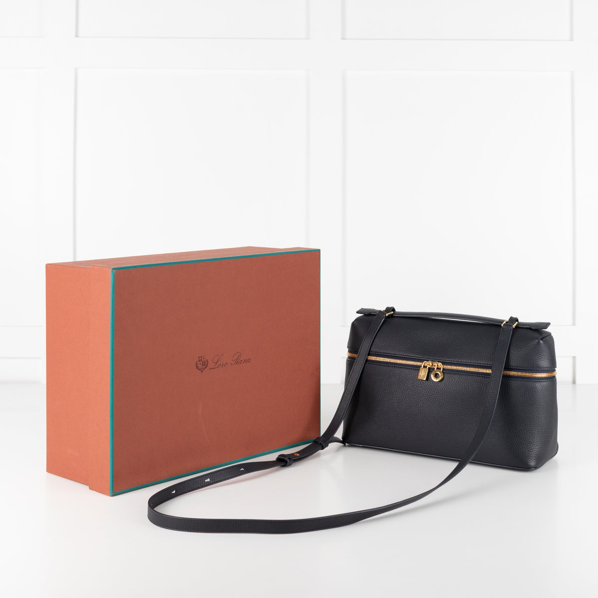 Loro Piana Navy Grained Calfskin Extra Pocket L27 Bag