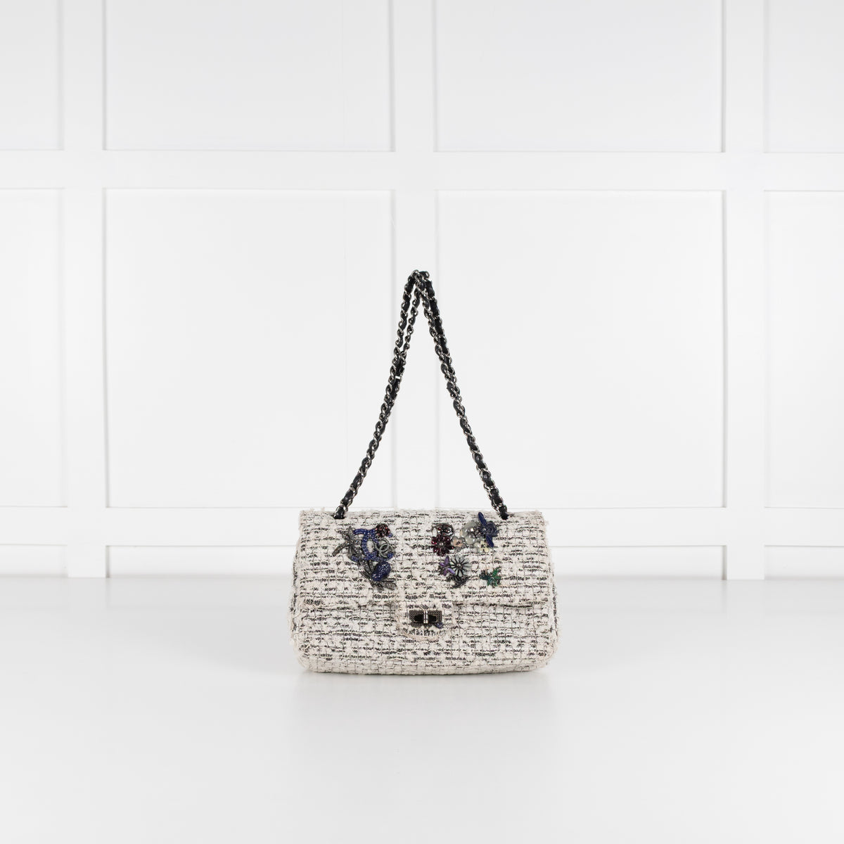 Chanel Grey 2.55 Tweed Garden Party Double Flap Bag