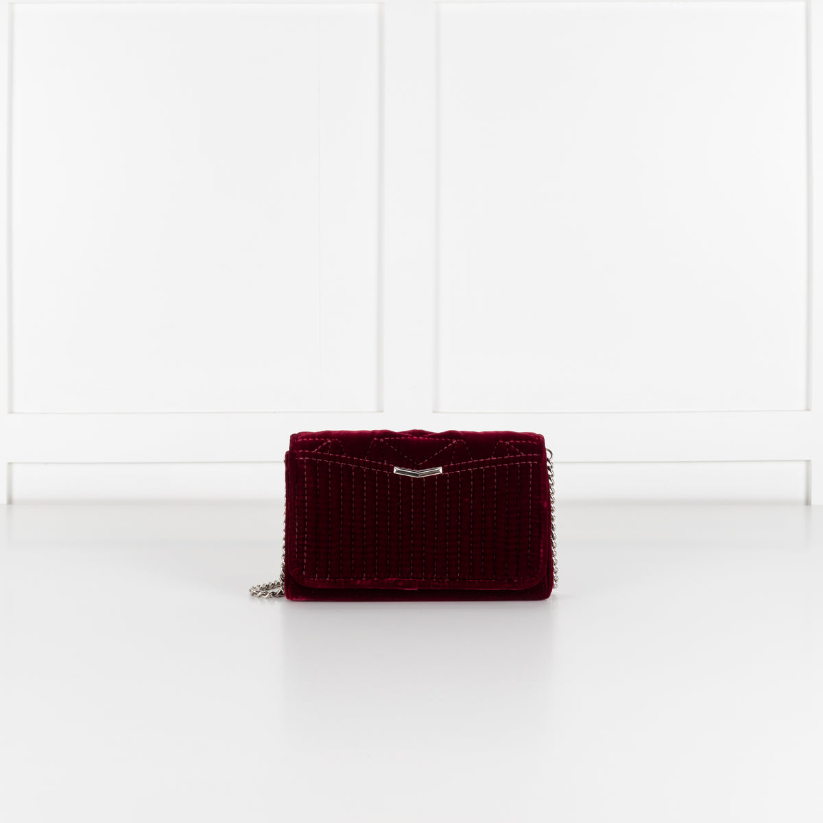 Jimmy Choo Burgundy Velvet Fold Over Clutch