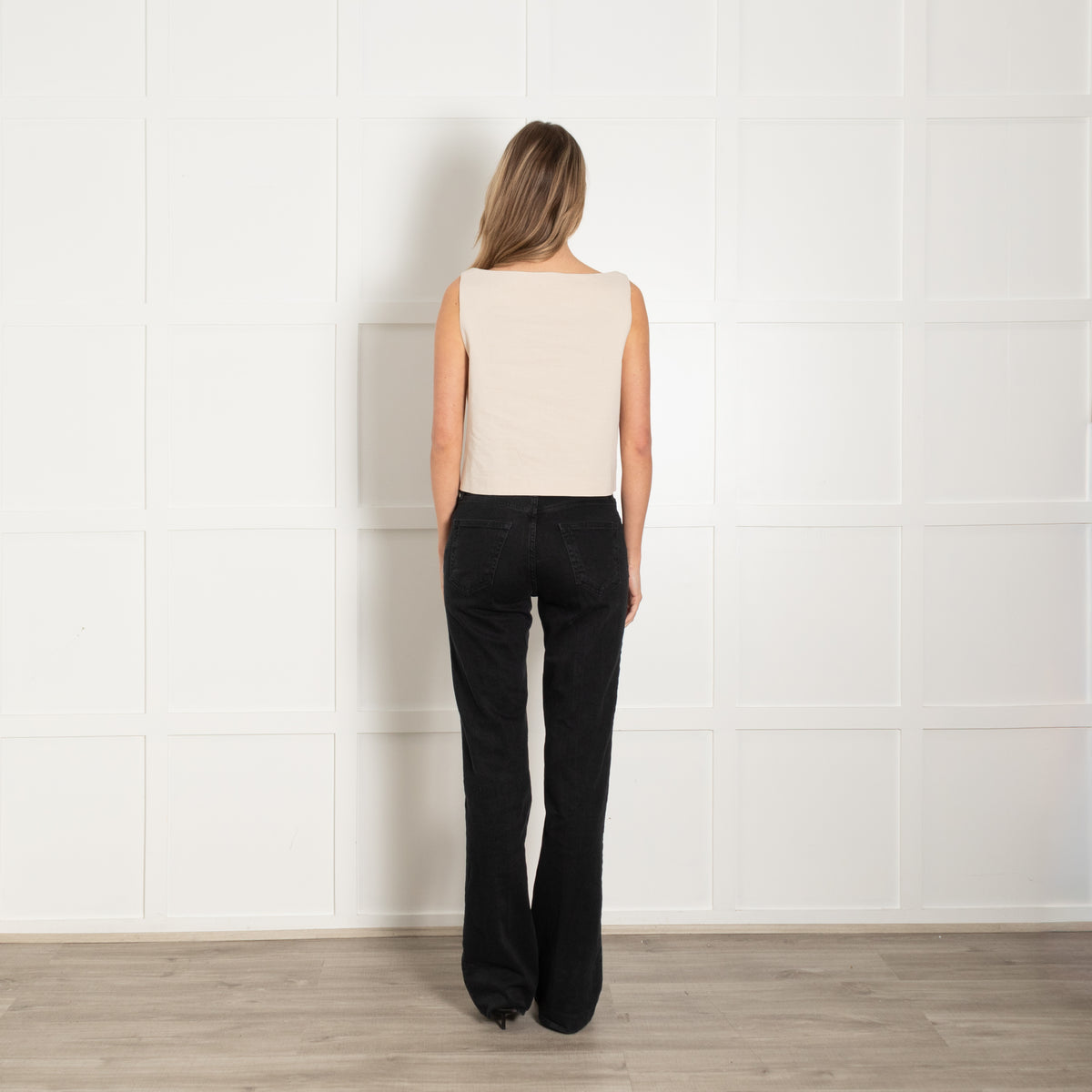 Theory Beige Sleeveless Cotton Blend Top