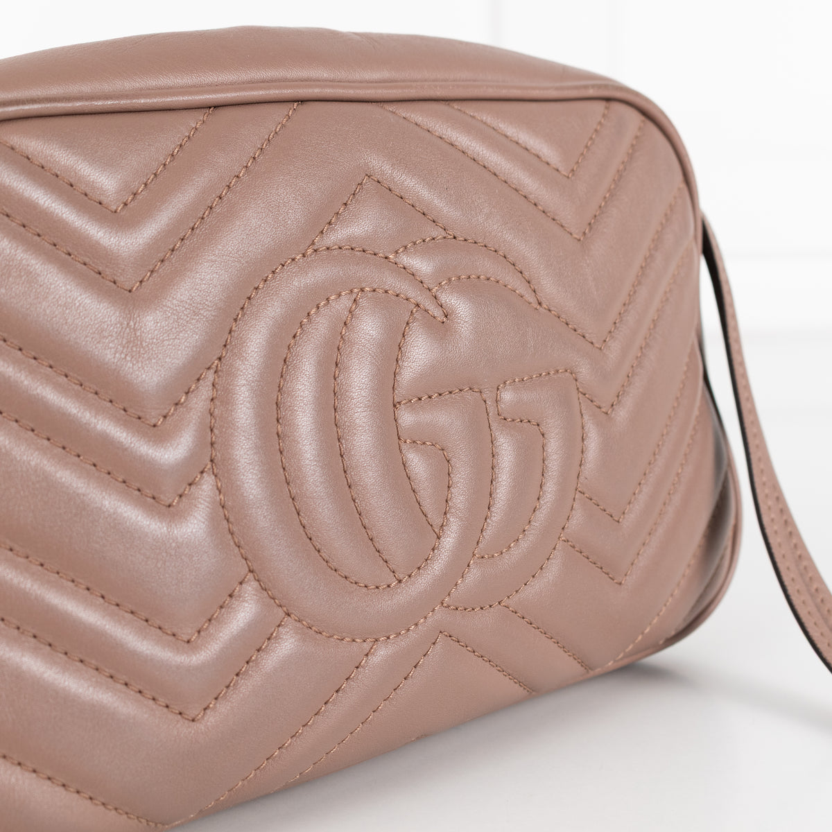Gucci Beige Taupe Leather Small Marmont Crossbody Bag