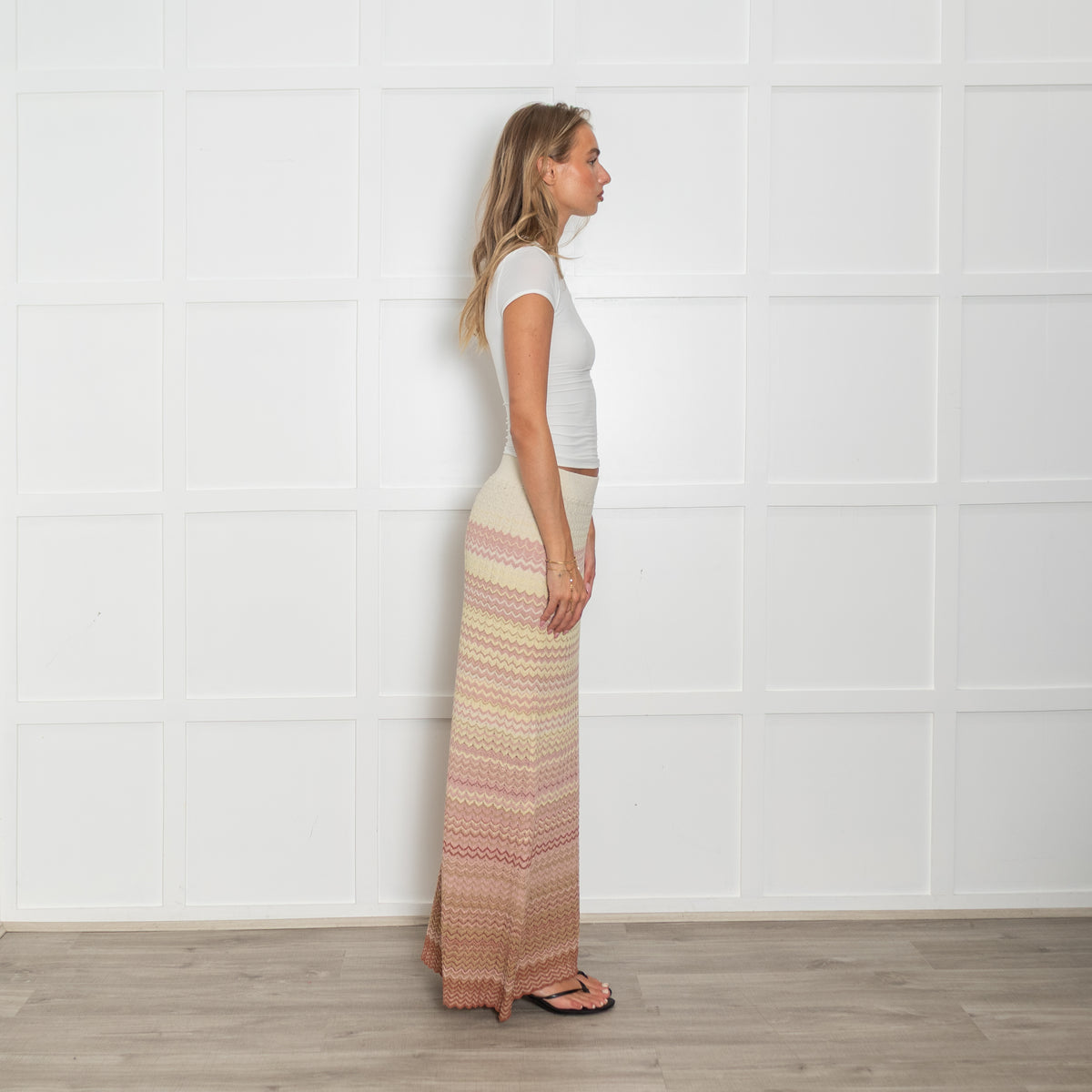 Mos Mosh Powder Pink Zig Zag Fine Knit Skirt