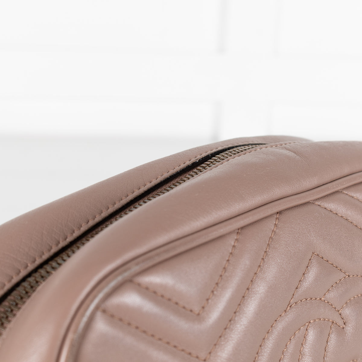 Gucci Beige Taupe Leather Small Marmont Crossbody Bag