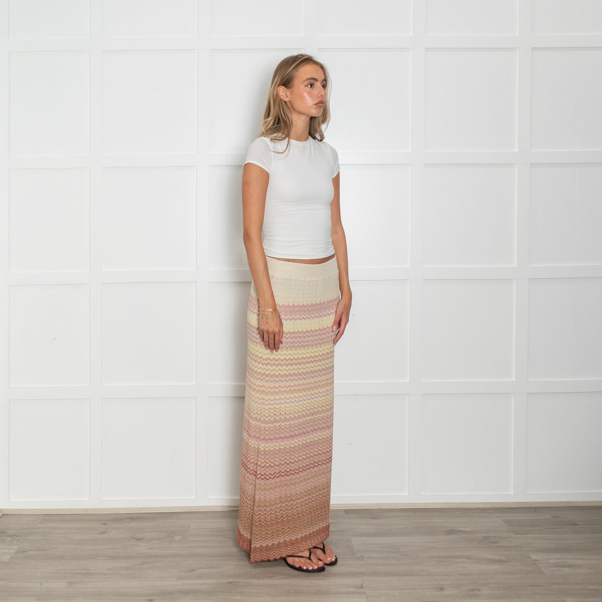Mos Mosh Powder Pink Zig Zag Fine Knit Skirt