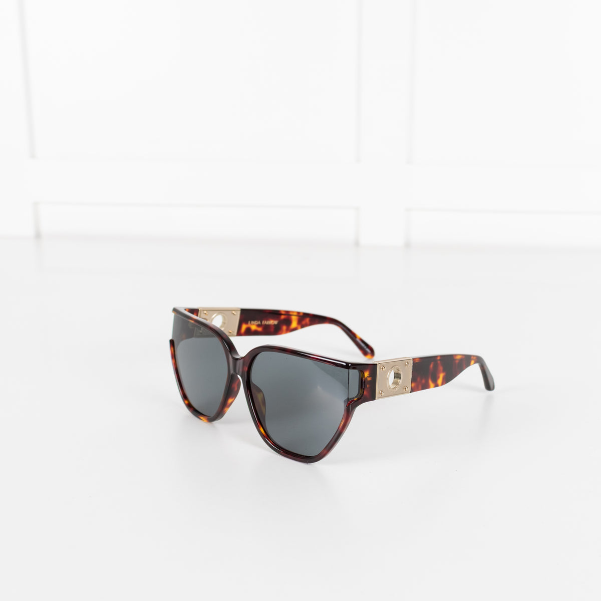 Linda Farrow Sabine Acetate Tortoise Shell Sunglasses