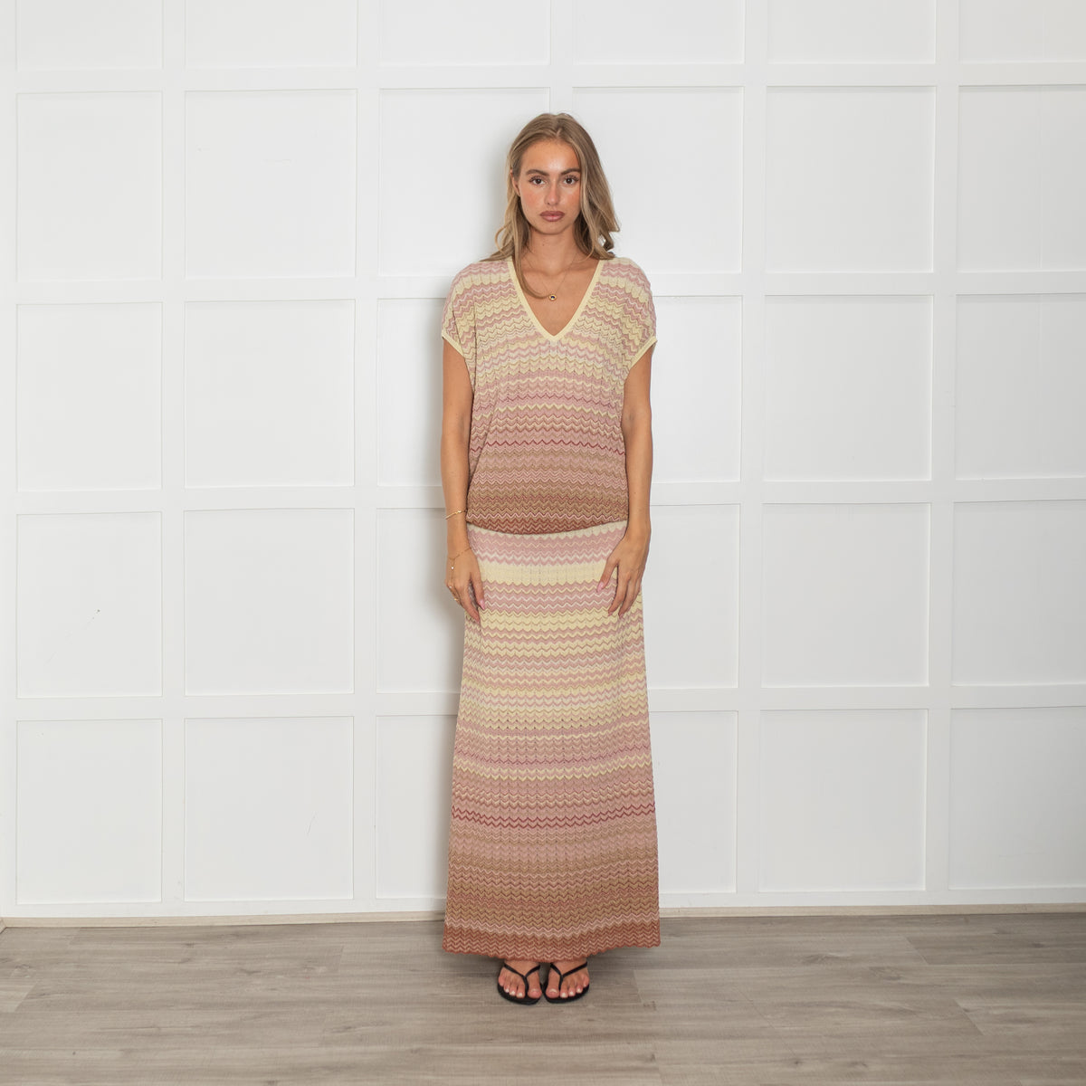 Mos Mosh Powder Pink Zig Zag Fine Knit Skirt