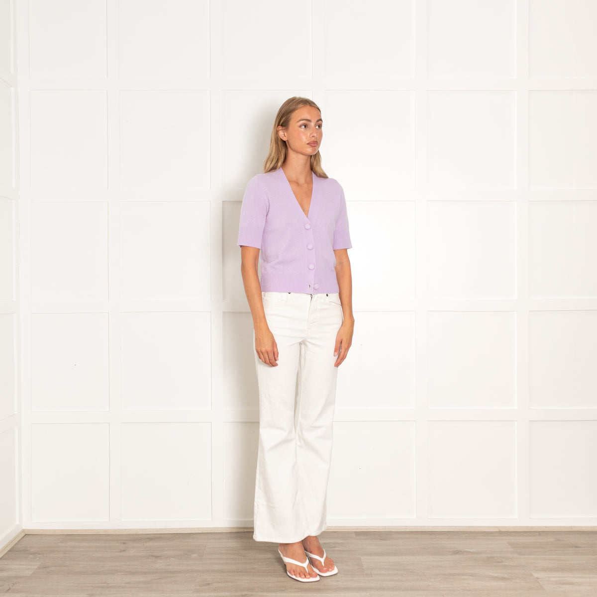 Veronica Beard Purple Short Sleeve Cashmere Cardigan