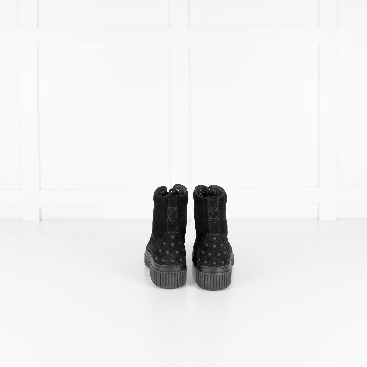 Tod's Black Suede Platform Lace Up Ankle Boots