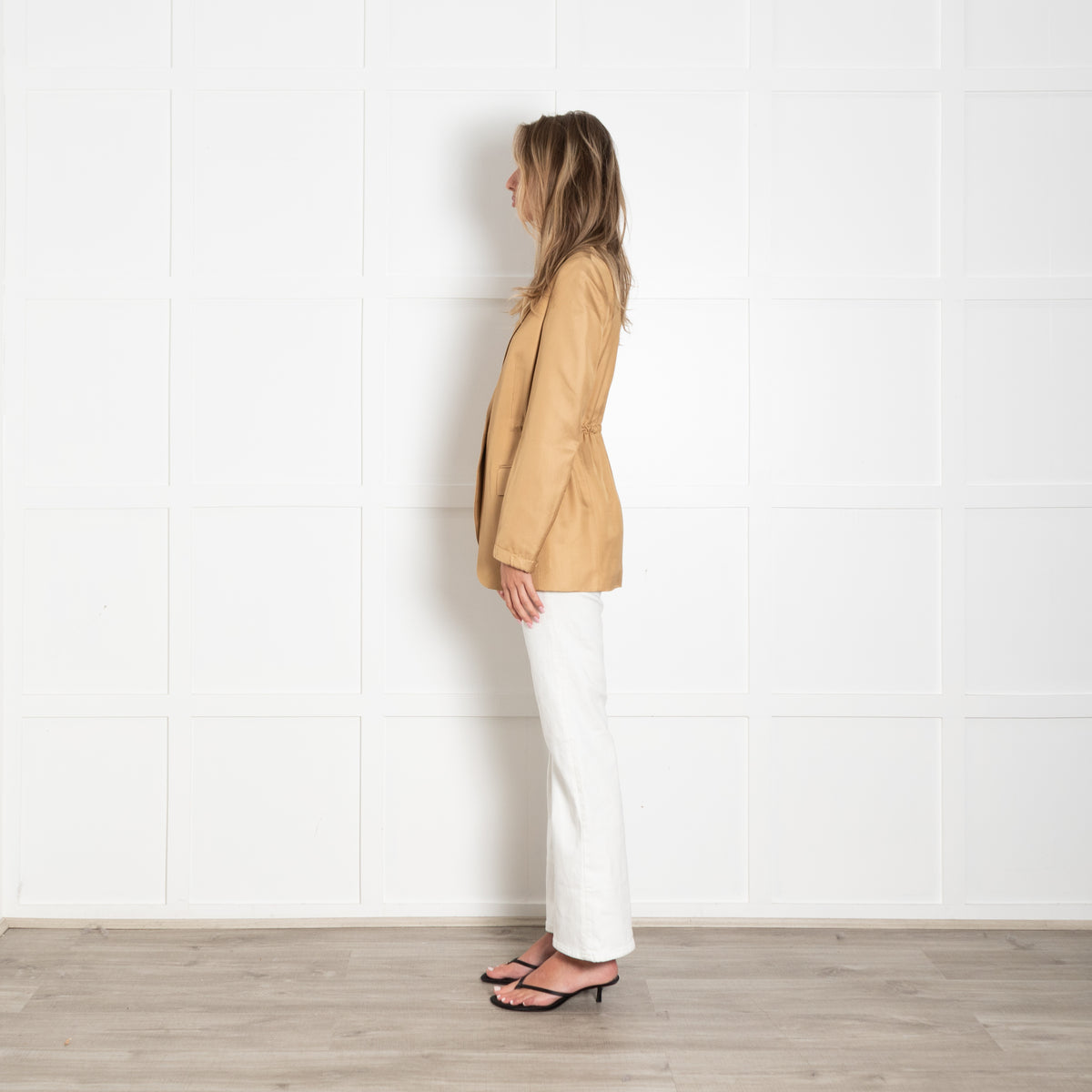 Theory Camel Gold Liquid Twill Single Breasted Jacket