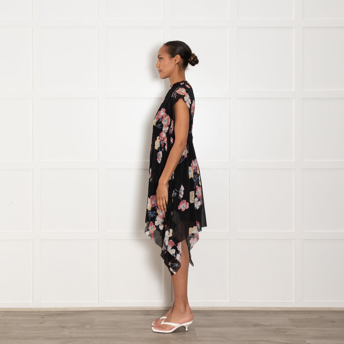 Ulla Johnson Black Pink Floral Tassel Detail Dress