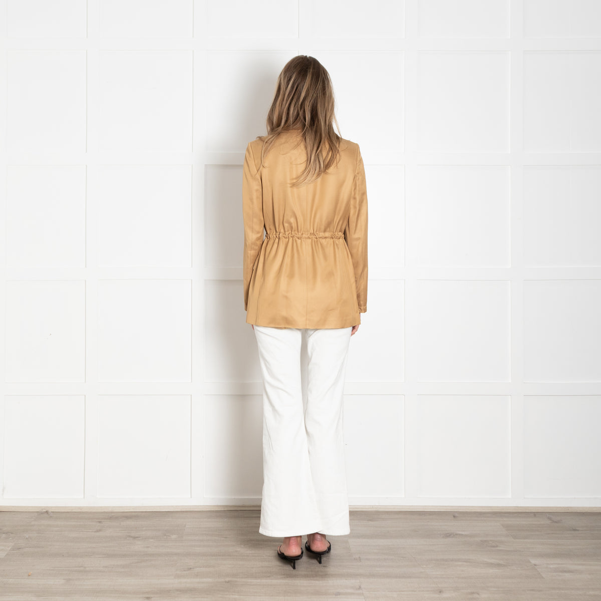 Theory Camel Gold Liquid Twill Single Breasted Jacket