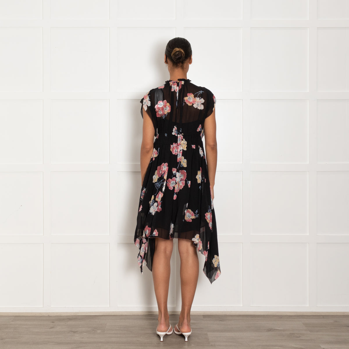 Ulla Johnson Black Pink Floral Tassel Detail Dress