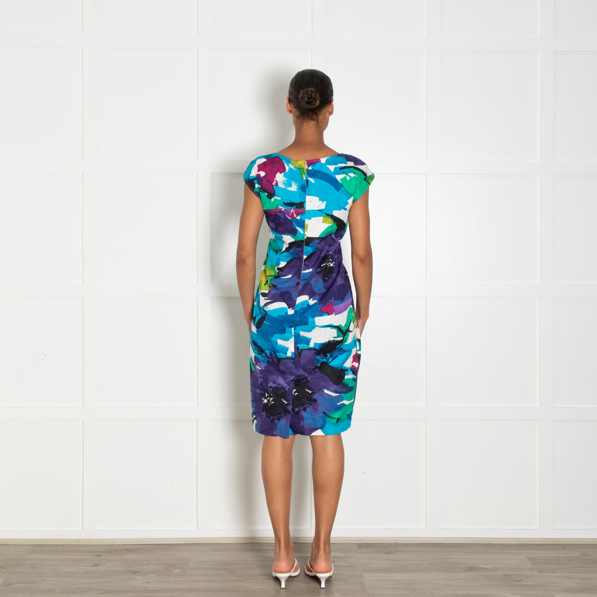 Max Mara Purple Blue White Cotton Sleeveless Dress