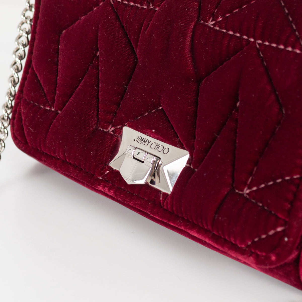Jimmy Choo Burgundy Velvet Fold Over Clutch