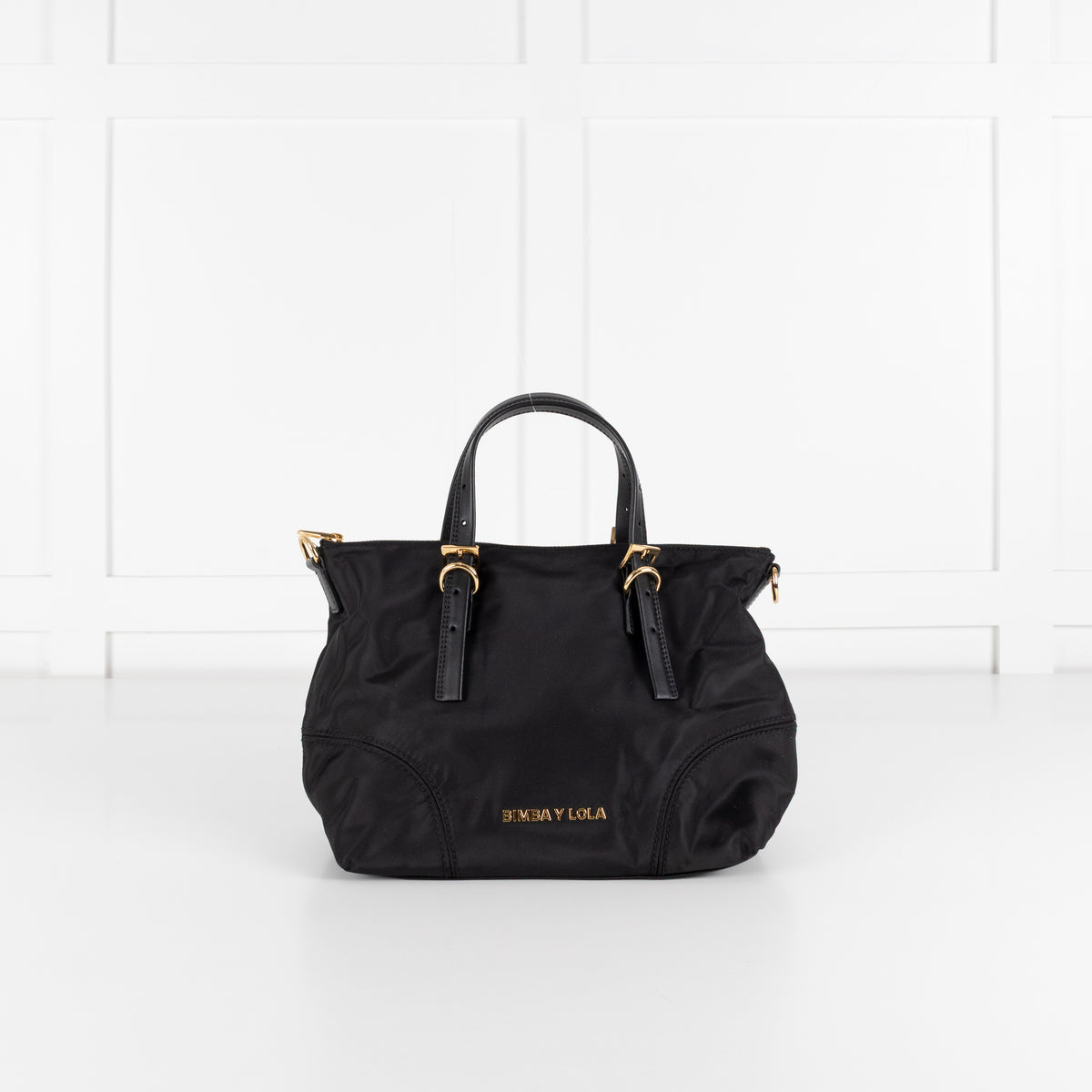 Bimba Y Lola Black Nylon Gold Hardware Crossbody Bag