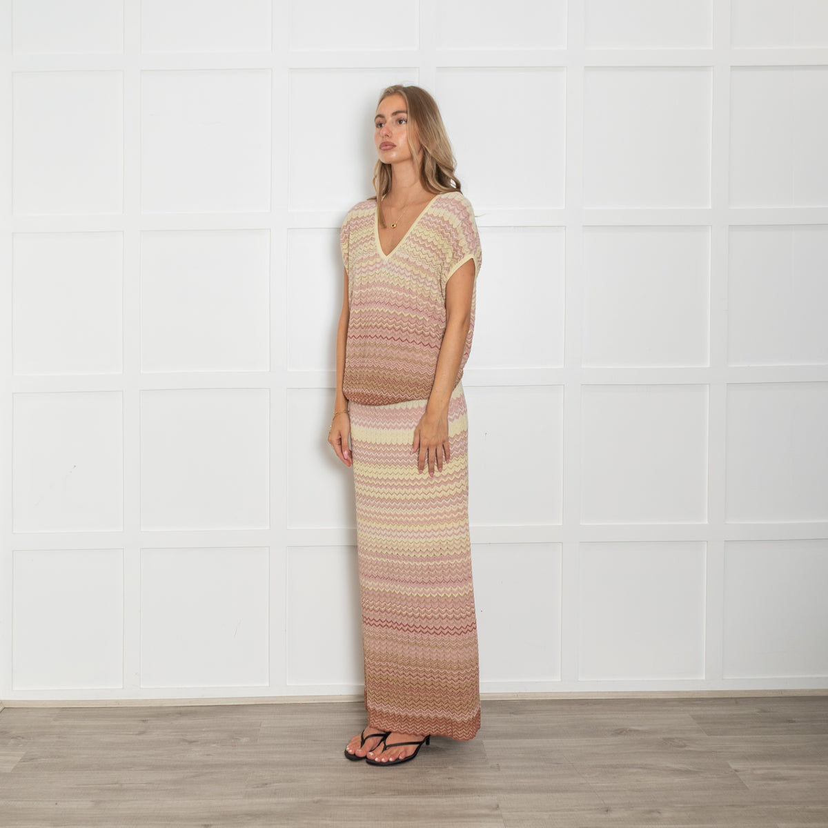 Mos Mosh Powder Pink Zig Zag Fine Knit Top
