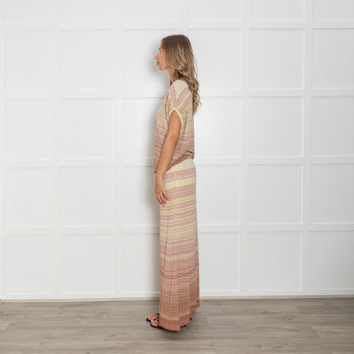 Mos Mosh Powder Pink Zig Zag Fine Knit Top