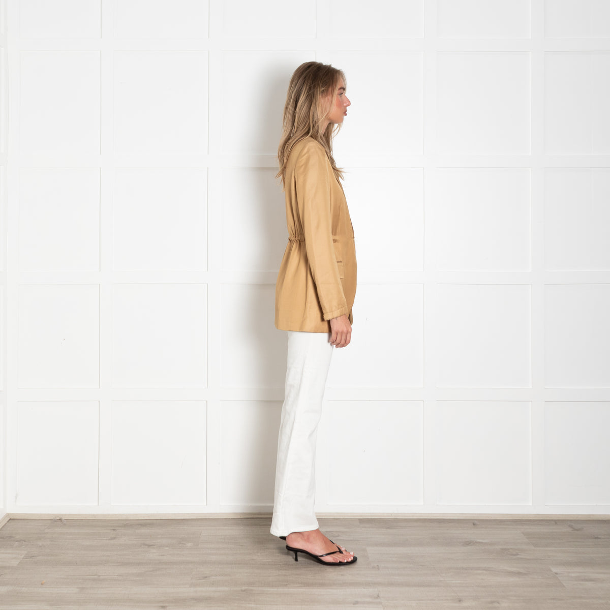 Theory Camel Gold Liquid Twill Single Breasted Jacket