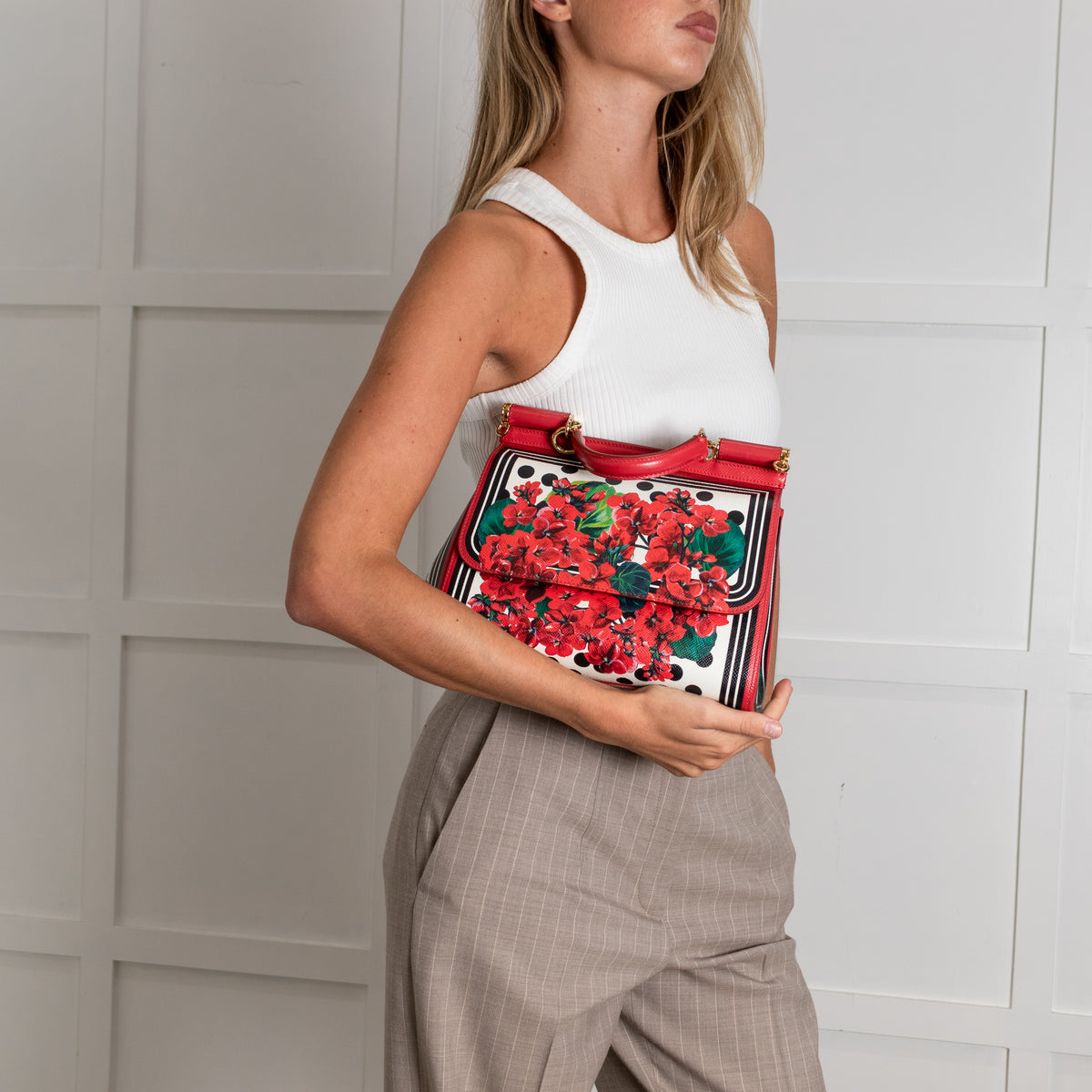 Dolce & Gabbana Red Sicily Geranium Leather Handbag