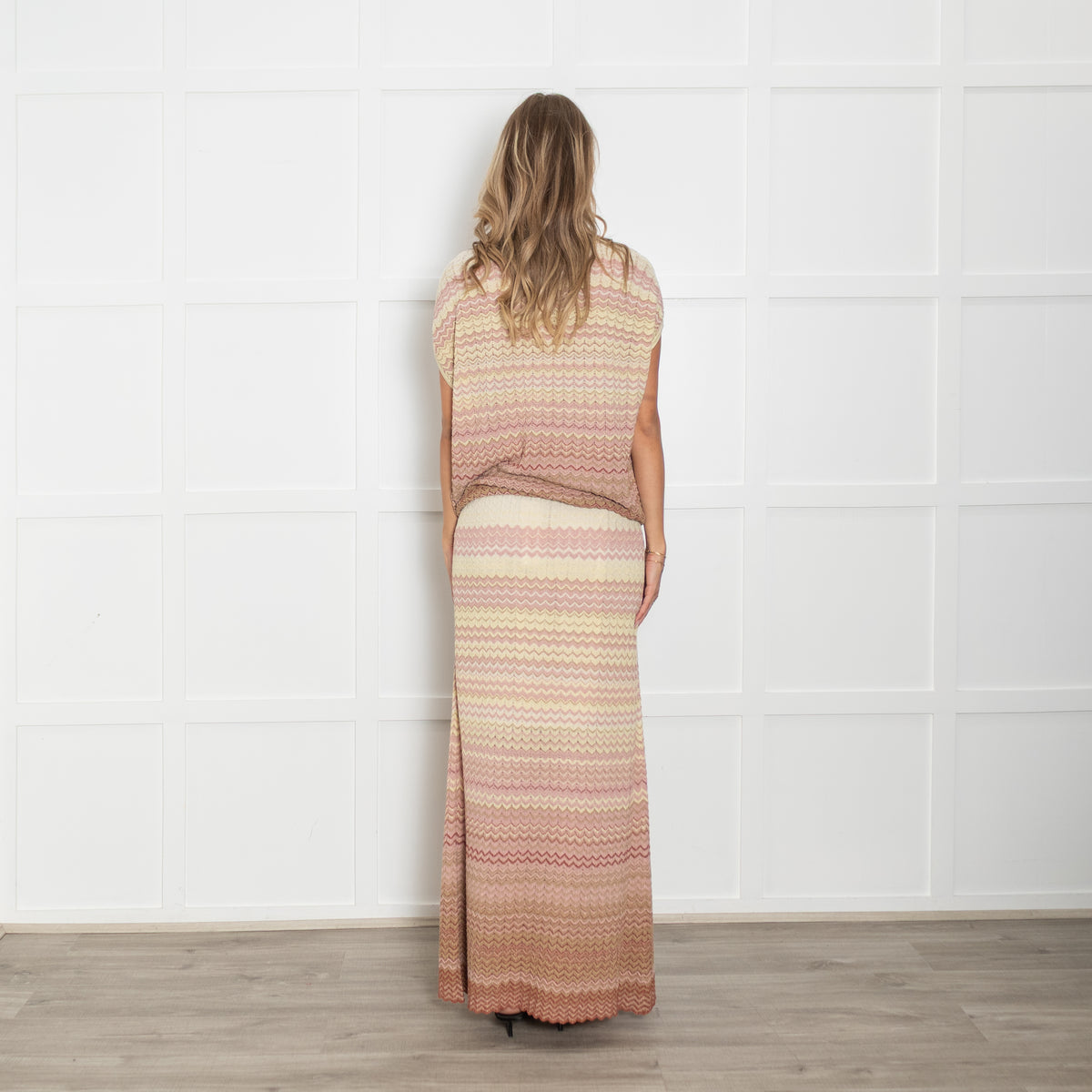 Mos Mosh Powder Pink Zig Zag Fine Knit Top