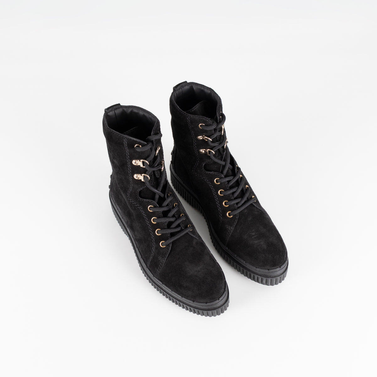 Tod's Black Suede Platform Lace Up Ankle Boots