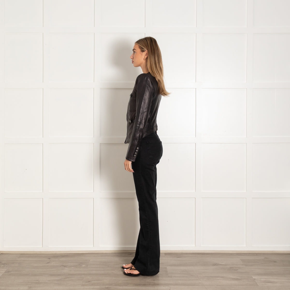 Veronica Beard Black Soft Leather Fitted Jacket