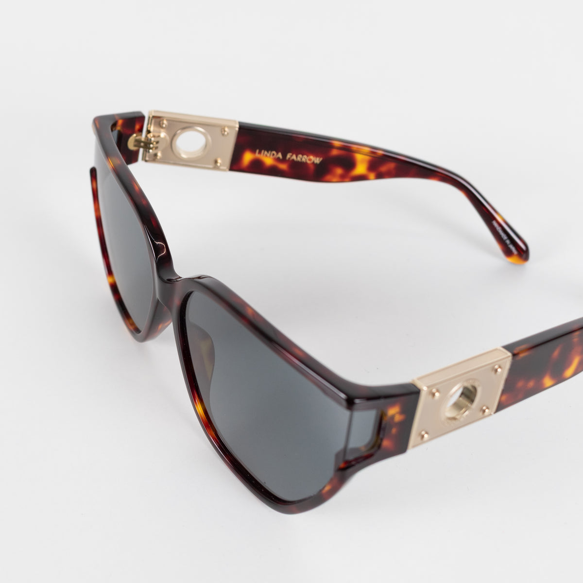 Linda Farrow Sabine Acetate Tortoise Shell Sunglasses