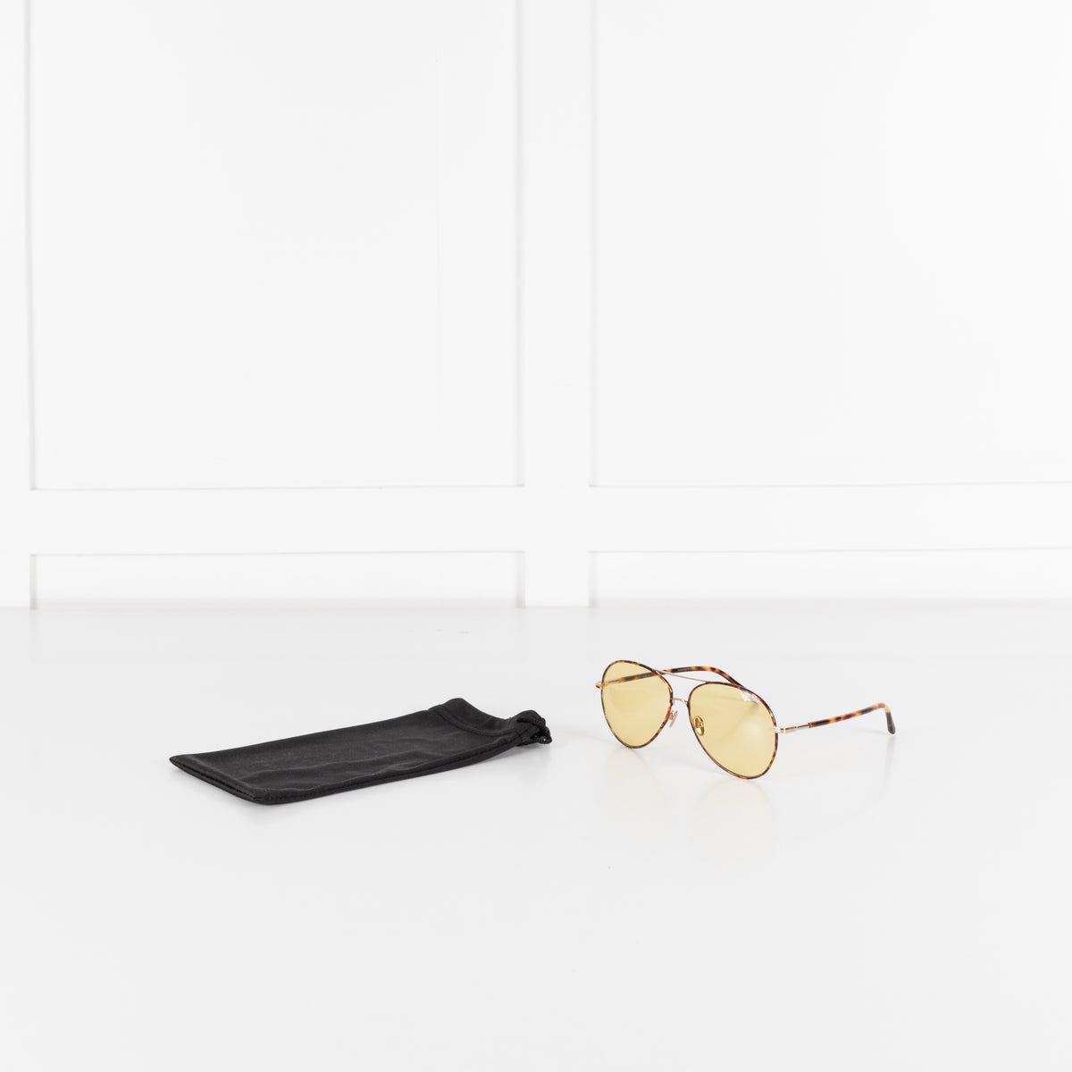 Linda Farrow Tortoiseshell  Aviator with Green Lens