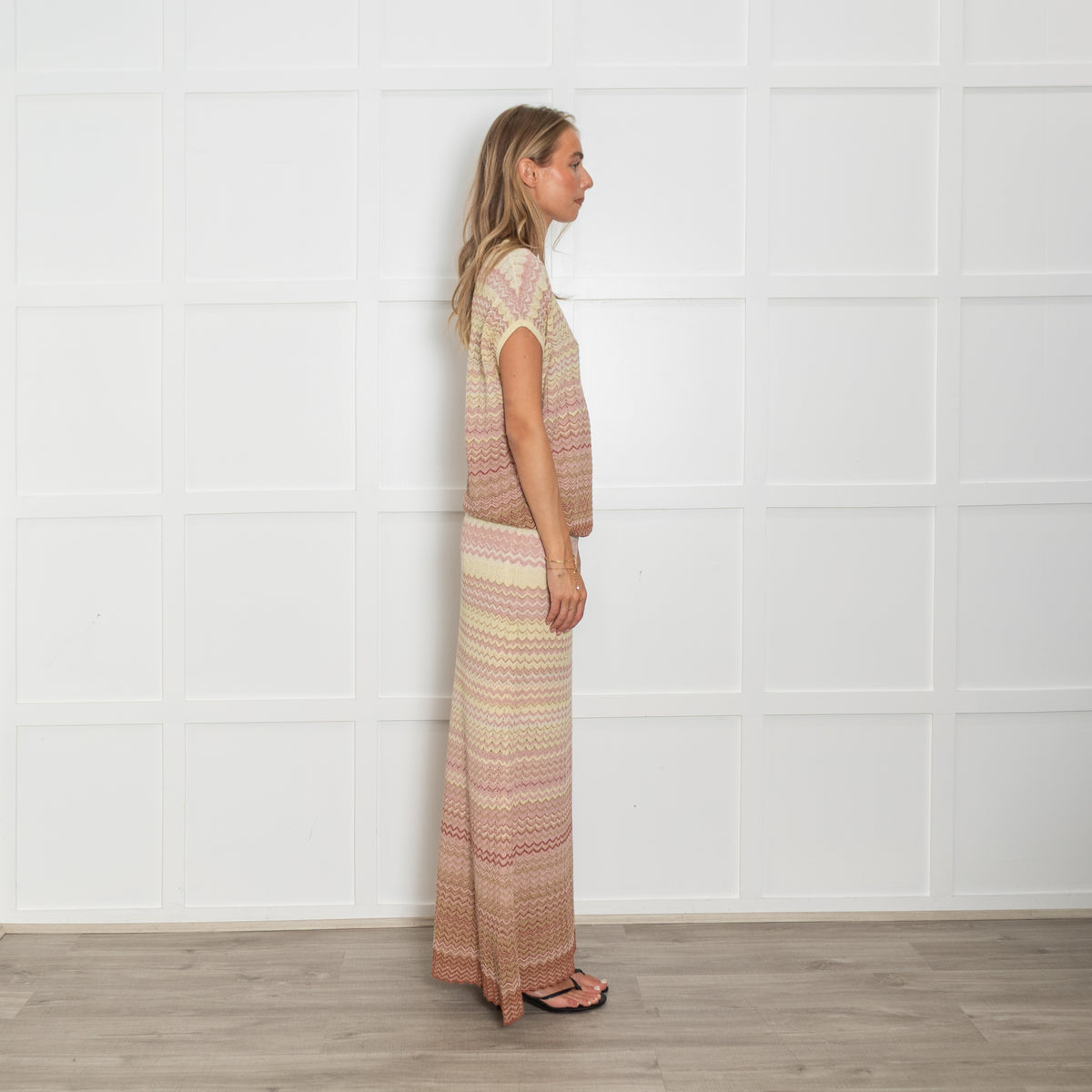 Mos Mosh Powder Pink Zig Zag Fine Knit Top