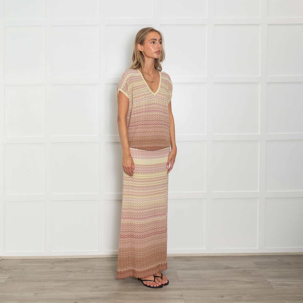 Mos Mosh Powder Pink Zig Zag Fine Knit Top