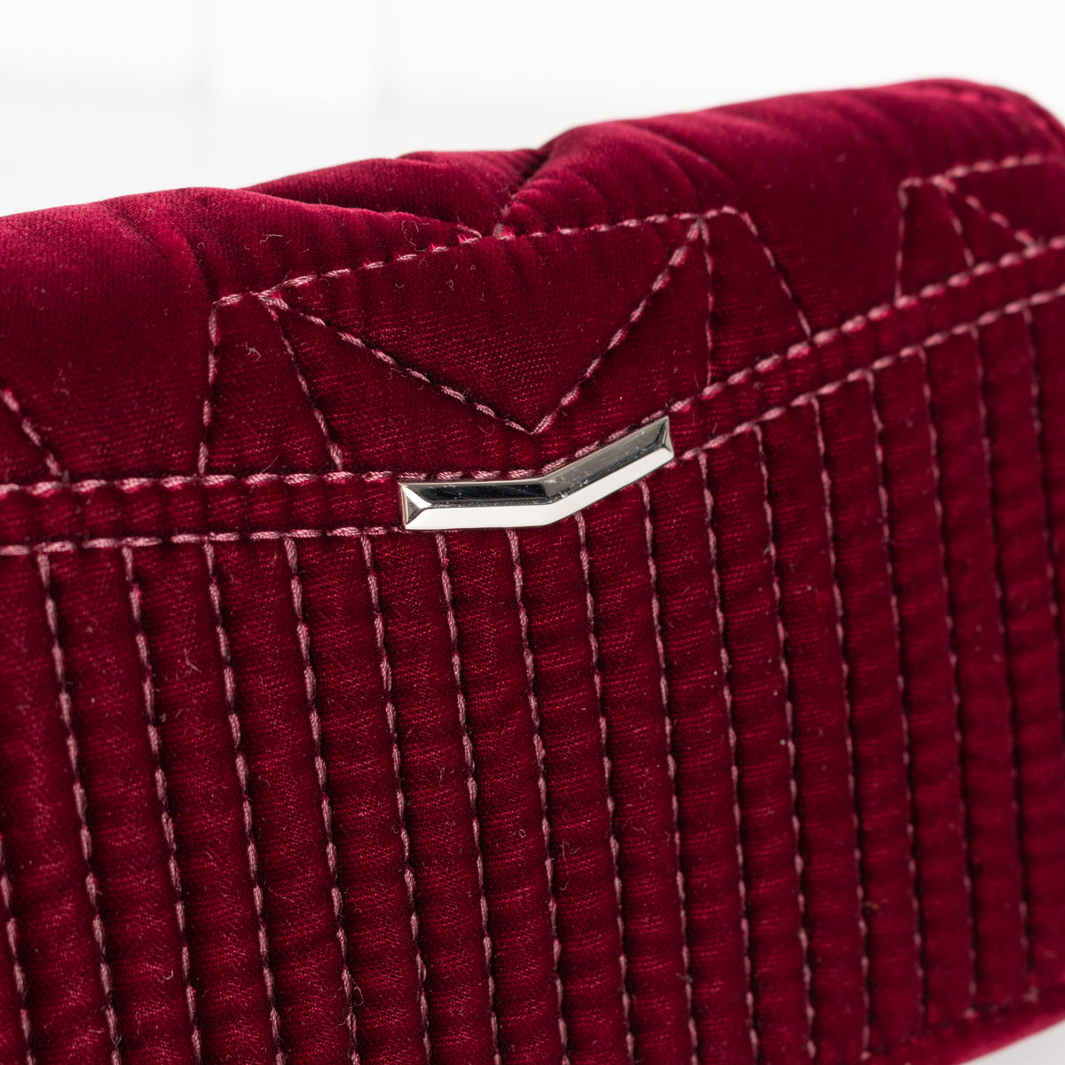 Jimmy Choo Burgundy Velvet Fold Over Clutch
