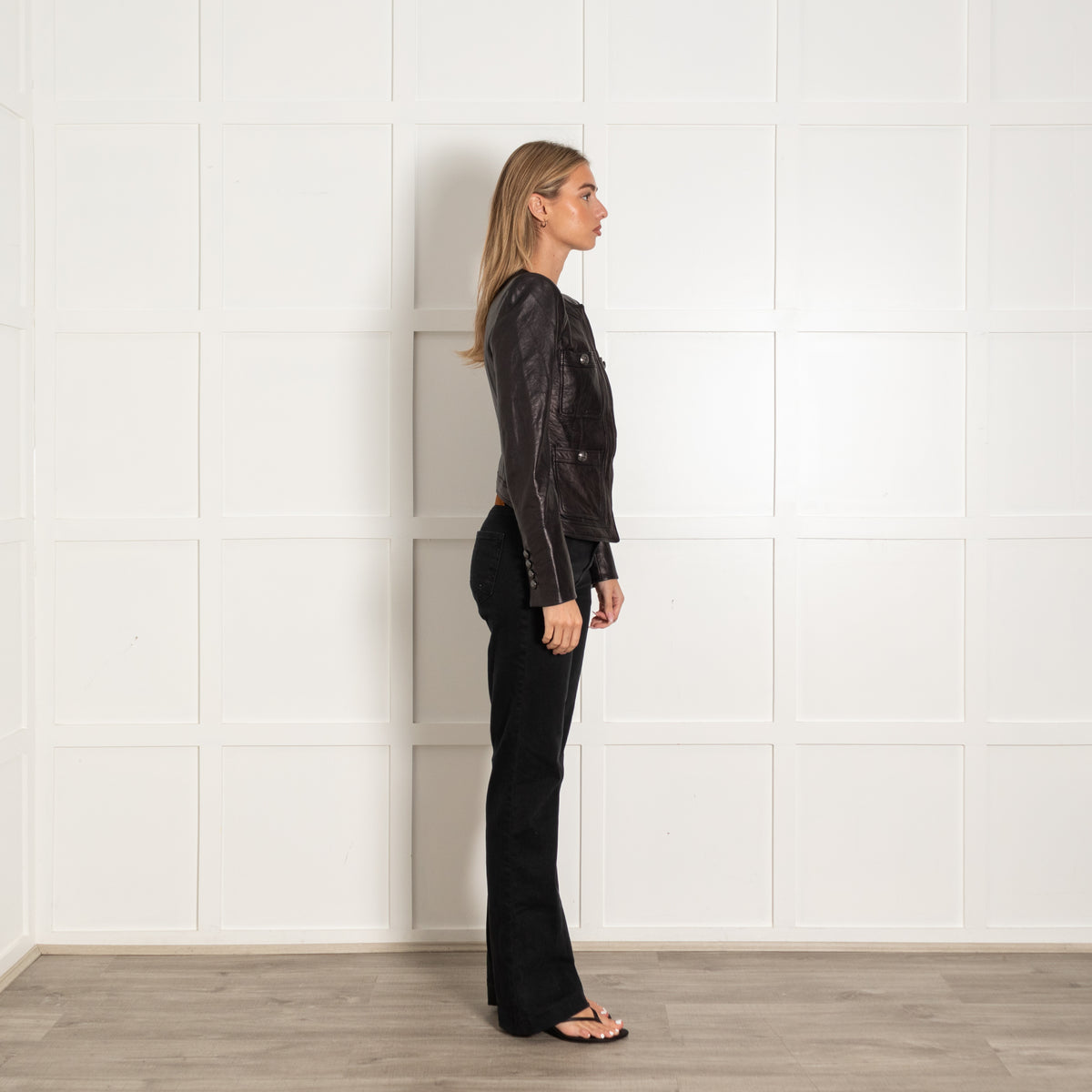 Veronica Beard Black Soft Leather Fitted Jacket
