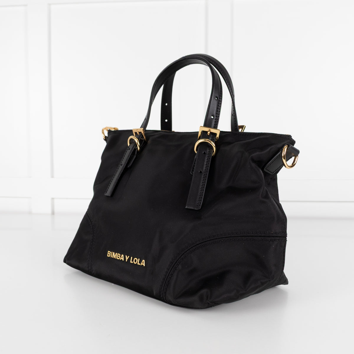Bimba Y Lola Black Nylon Gold Hardware Crossbody Bag