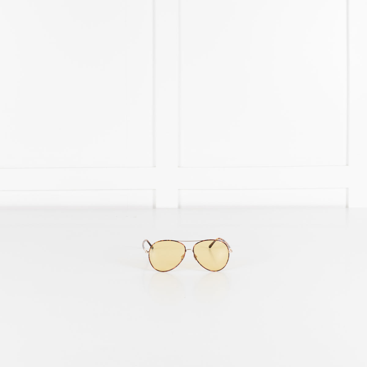 Linda Farrow Titanium Tortoise Shell Aviator with Green Lens