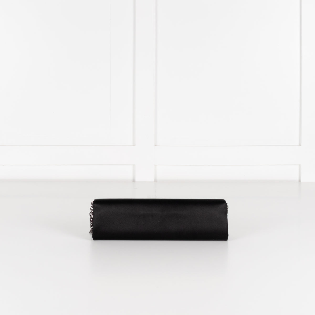 Talbot Runhof x Rodo Black Satin Flap Narrow Evening Bag