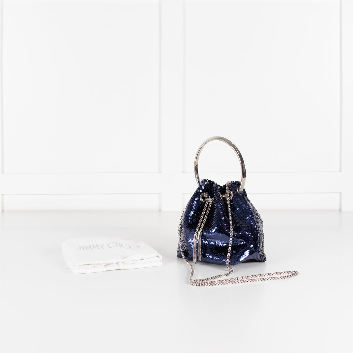 Jimmy Choo Blue Sequin Bon Bon Bag