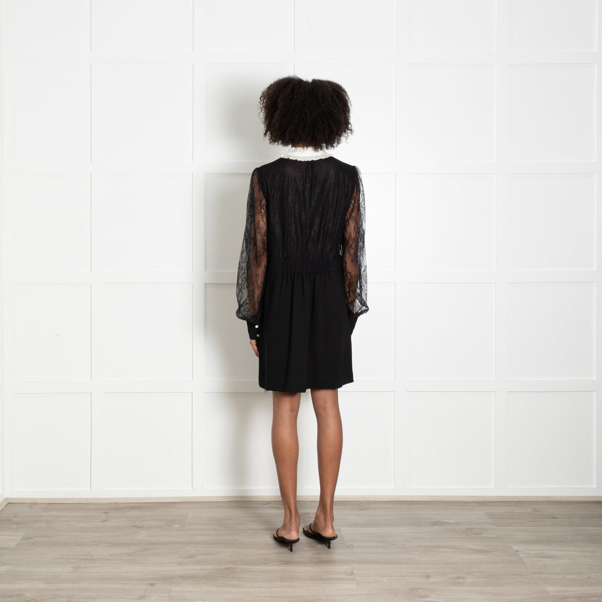 Me + Em Knee Length Dress with Lace Body and Black Skirt