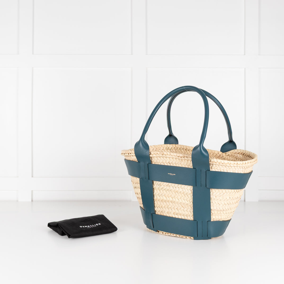 DeMellier Santorini Basket with Green Leather