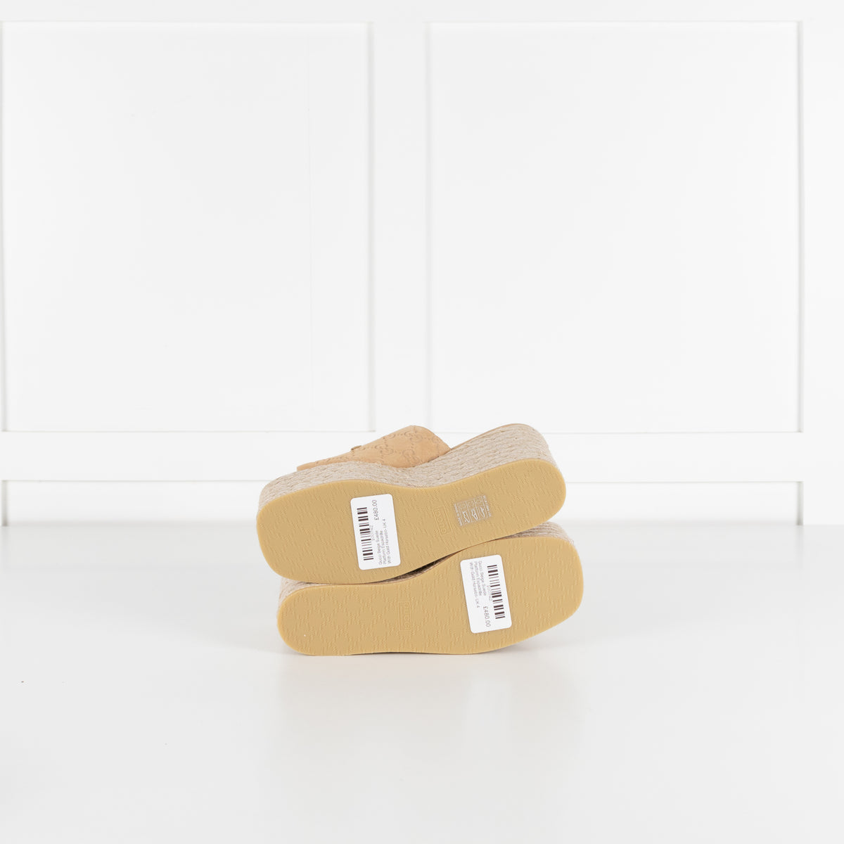 Gucci Beige Suede Platform Espadrille With Gold Horsebit