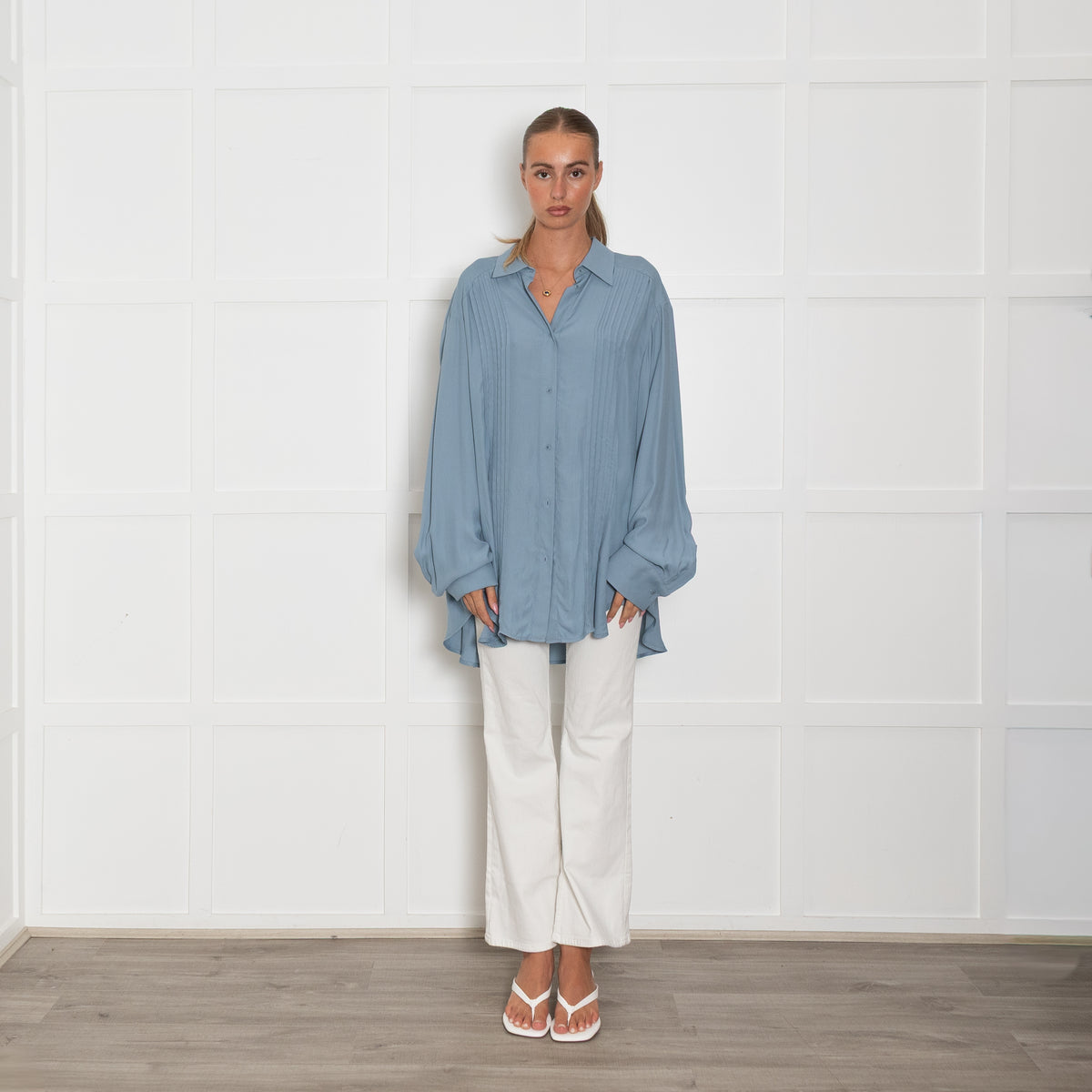 Raey Light Blue Viscose Mensey Shirt