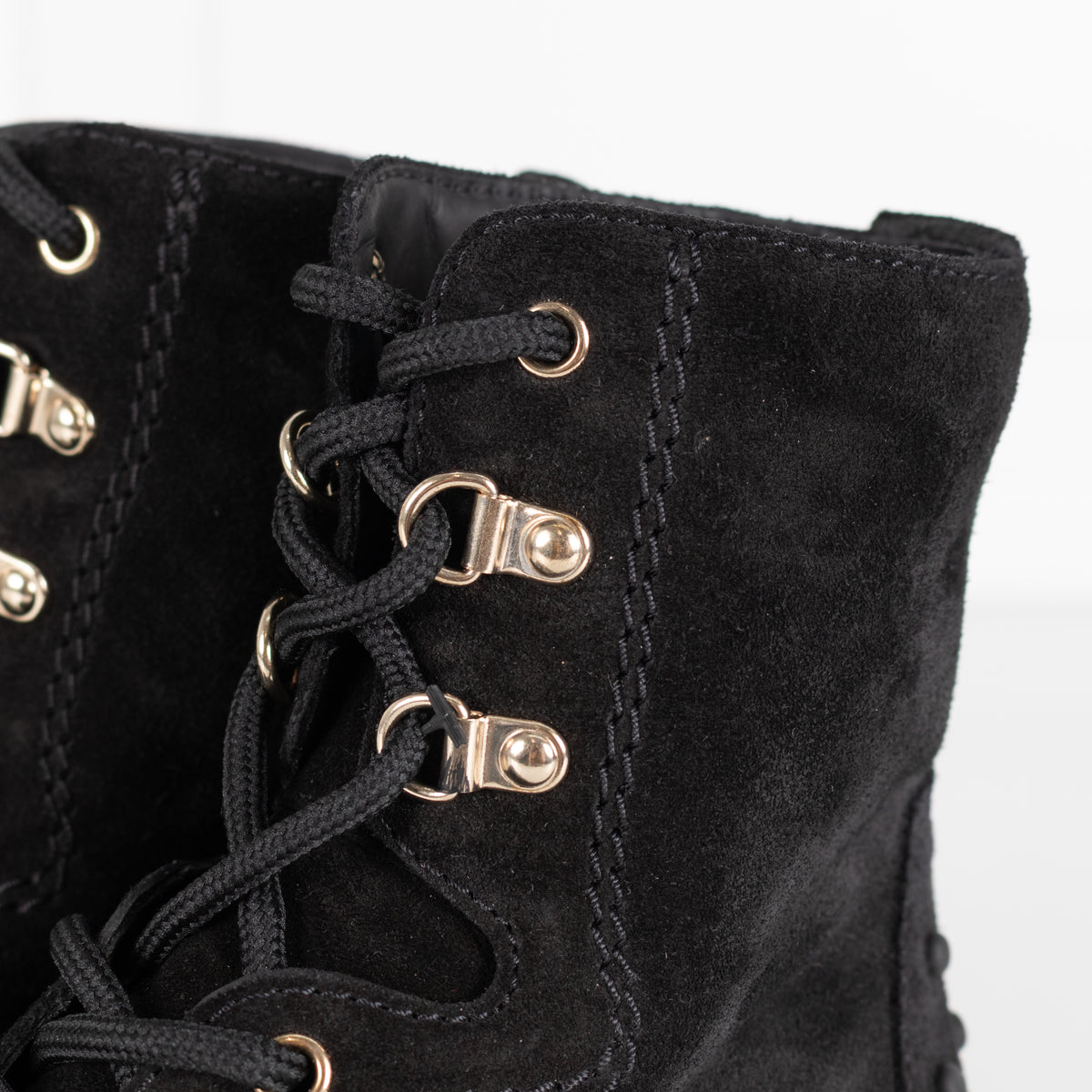 Tod's Black Suede Platform Lace Up Ankle Boots