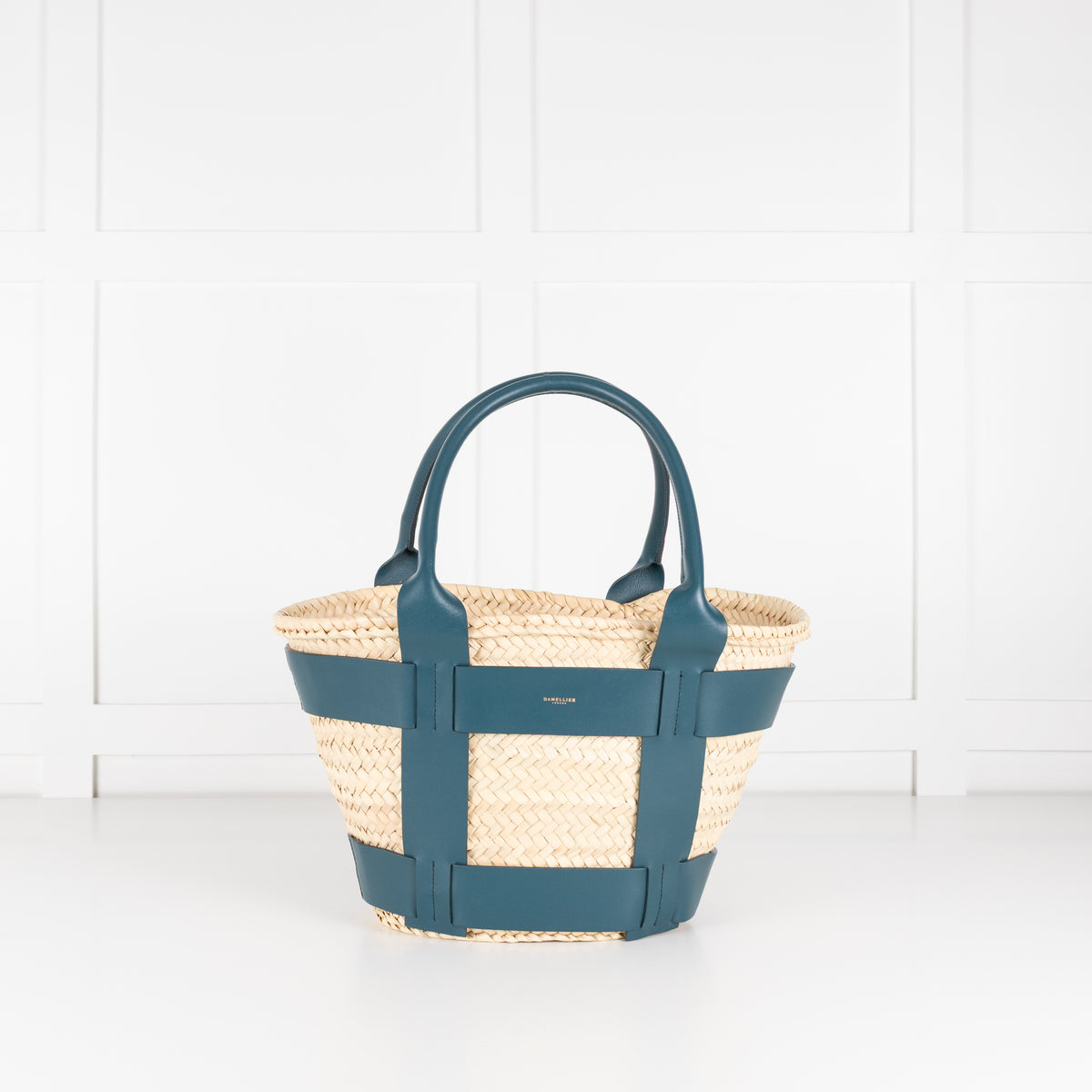 DeMellier Santorini Basket with Green Leather