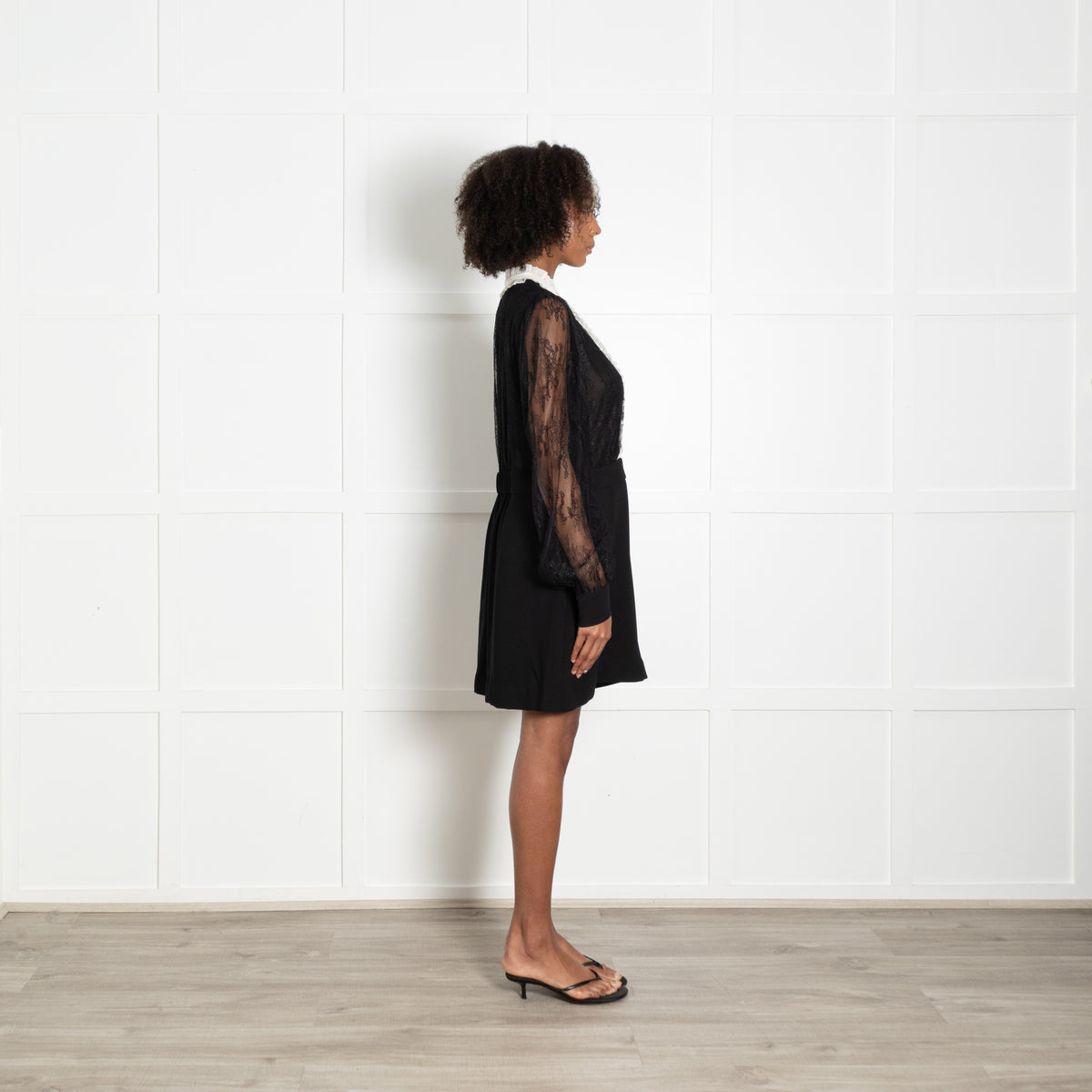 Me + Em Knee Length Dress with Lace Body and Black Skirt