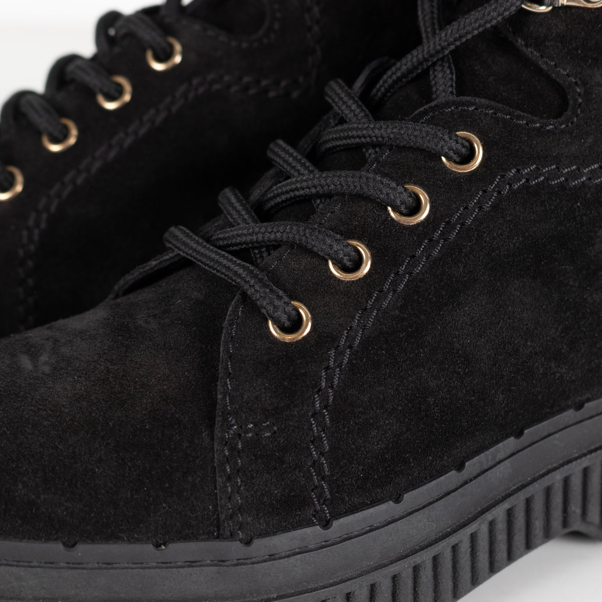 Tod's Black Suede Platform Lace Up Ankle Boots