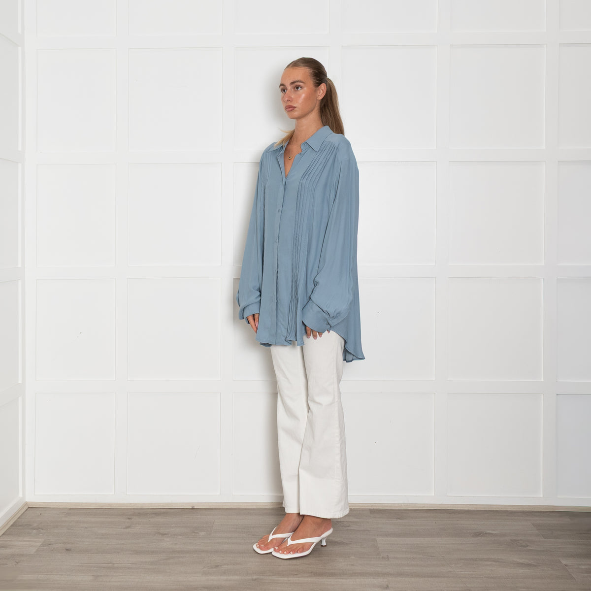 Raey Light Blue Viscose Mensey Shirt