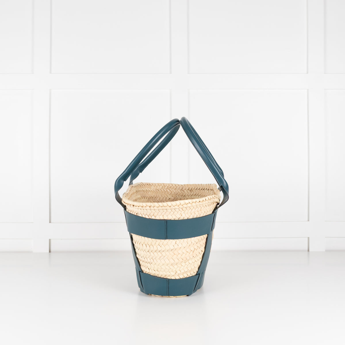 DeMellier Santorini Basket with Green Leather