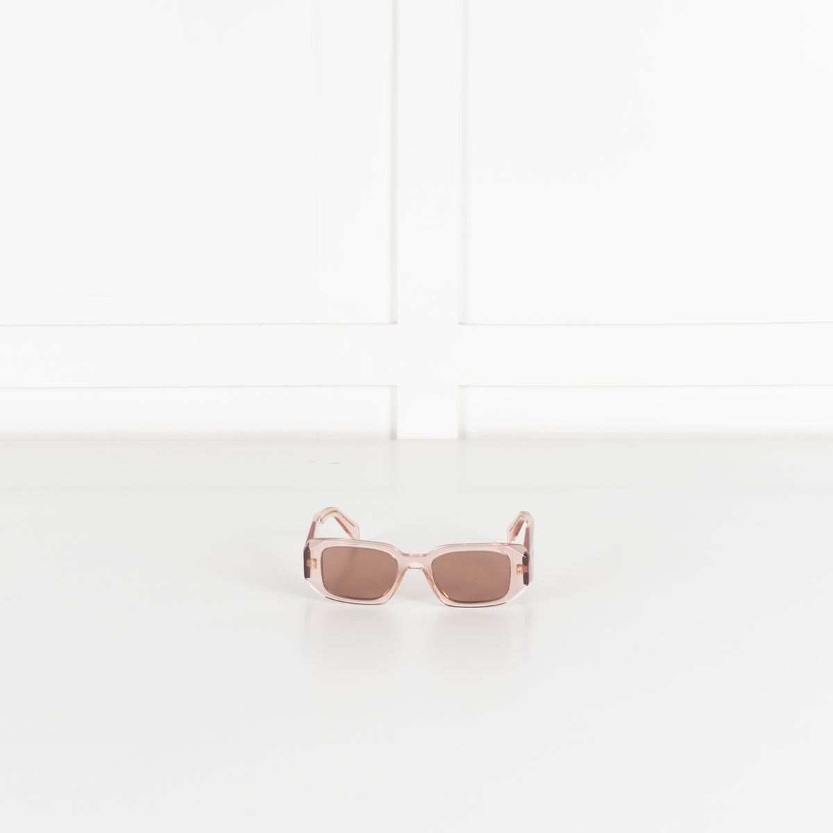 Prada Clear Pink Rectangular Sunglasses