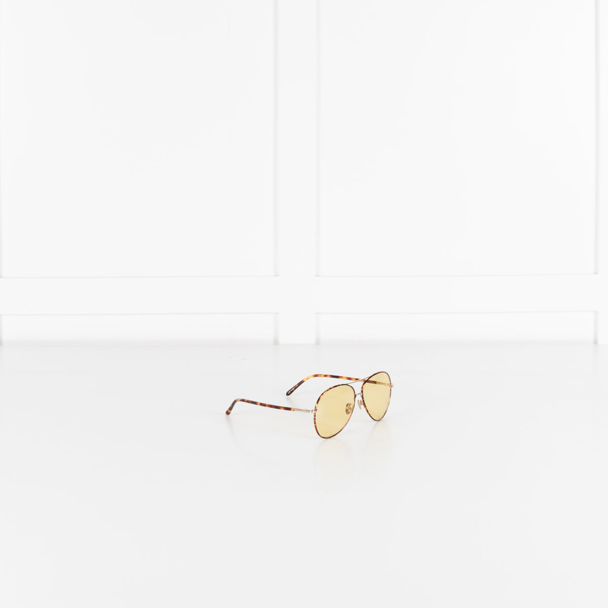 Linda Farrow Titanium Tortoise Shell Aviator with Green Lens