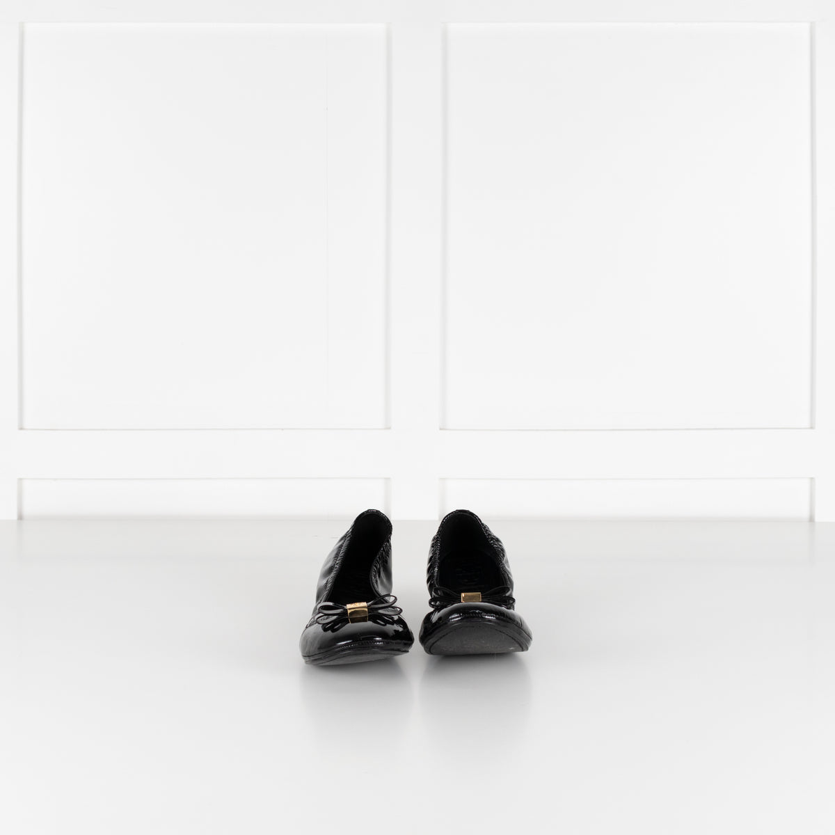 Tory Burch Black Patent Bow Flat Pumps